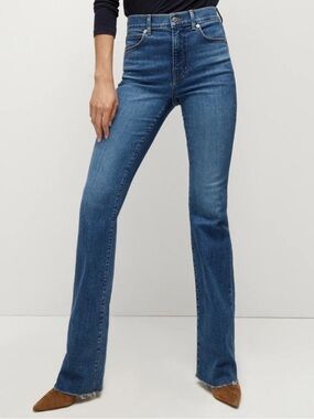 VERONICA BEARD cameron high rise bootcut jeans raw hem denim medium wash size 31